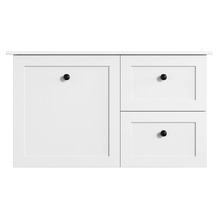 Whitby 900mm Matte White Wall Hung Single Vanity with Ceramic Countertop